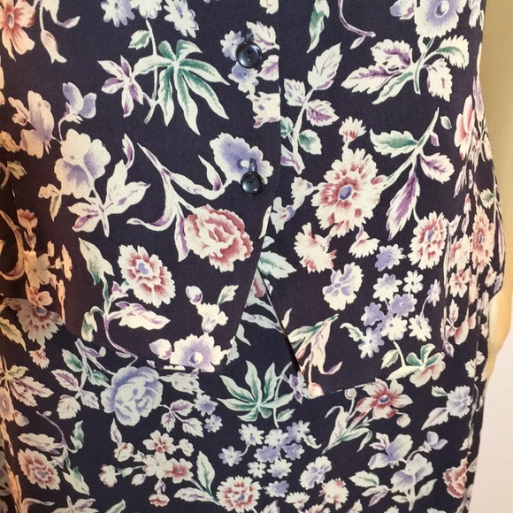 Jones of New York 2 pc Blue Floral Silk Dress - Picture 9 of 16